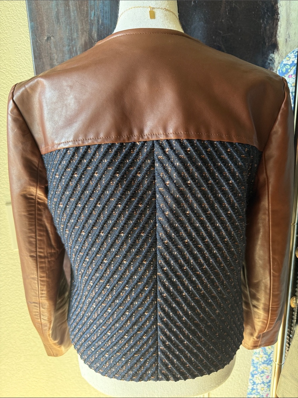 Theory leather / cotton jacket, size 4 - Picture 3 of 8